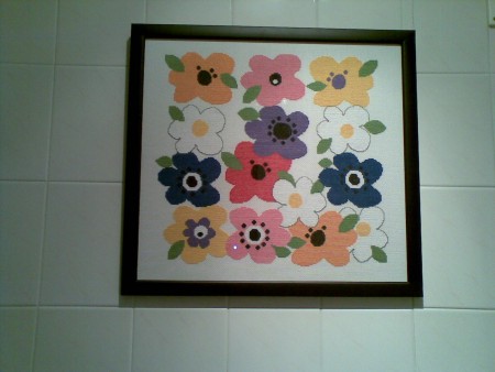 Quadro Flores em ponto de cruz